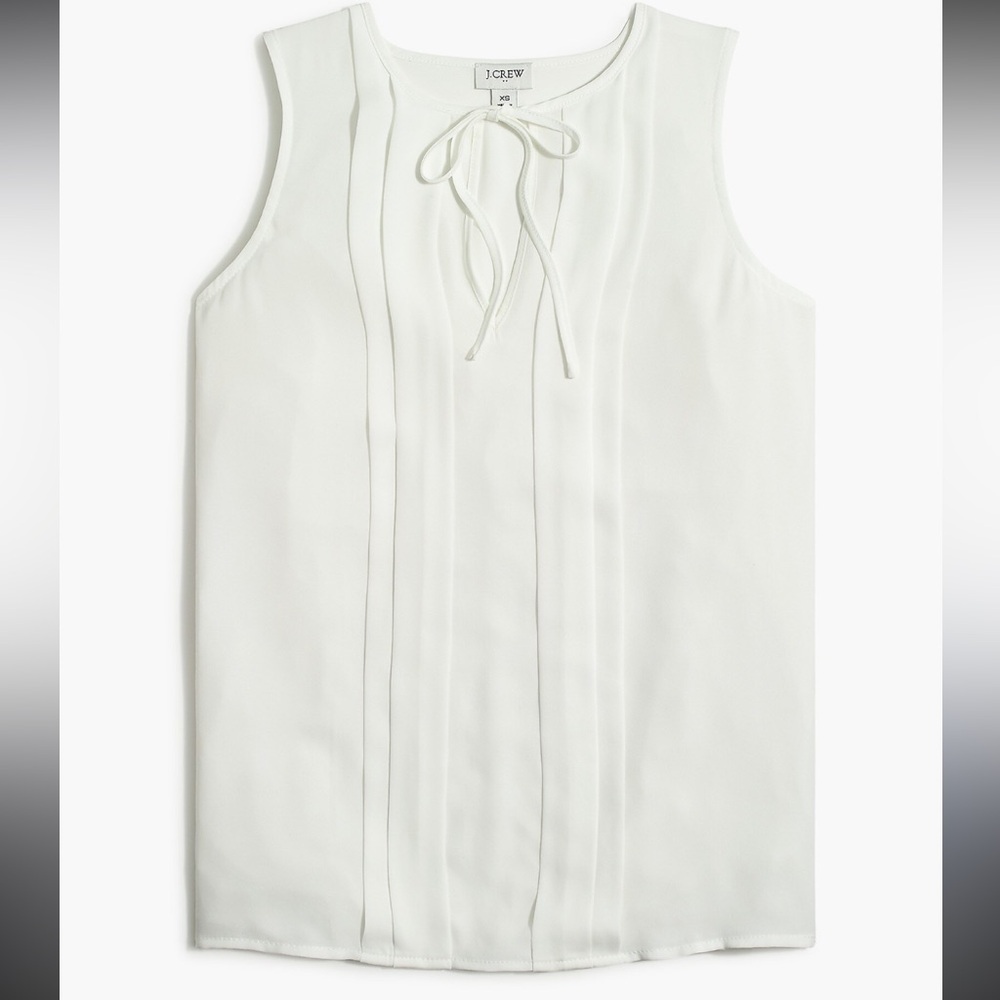 NWT: J. Crew Ivory Sleeveless Top with Tie Neck, Size Medium